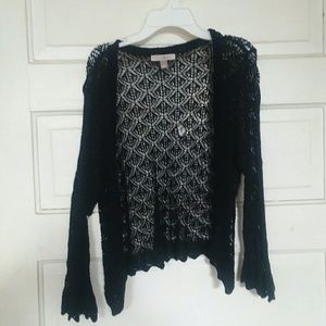 Black open knit sweater